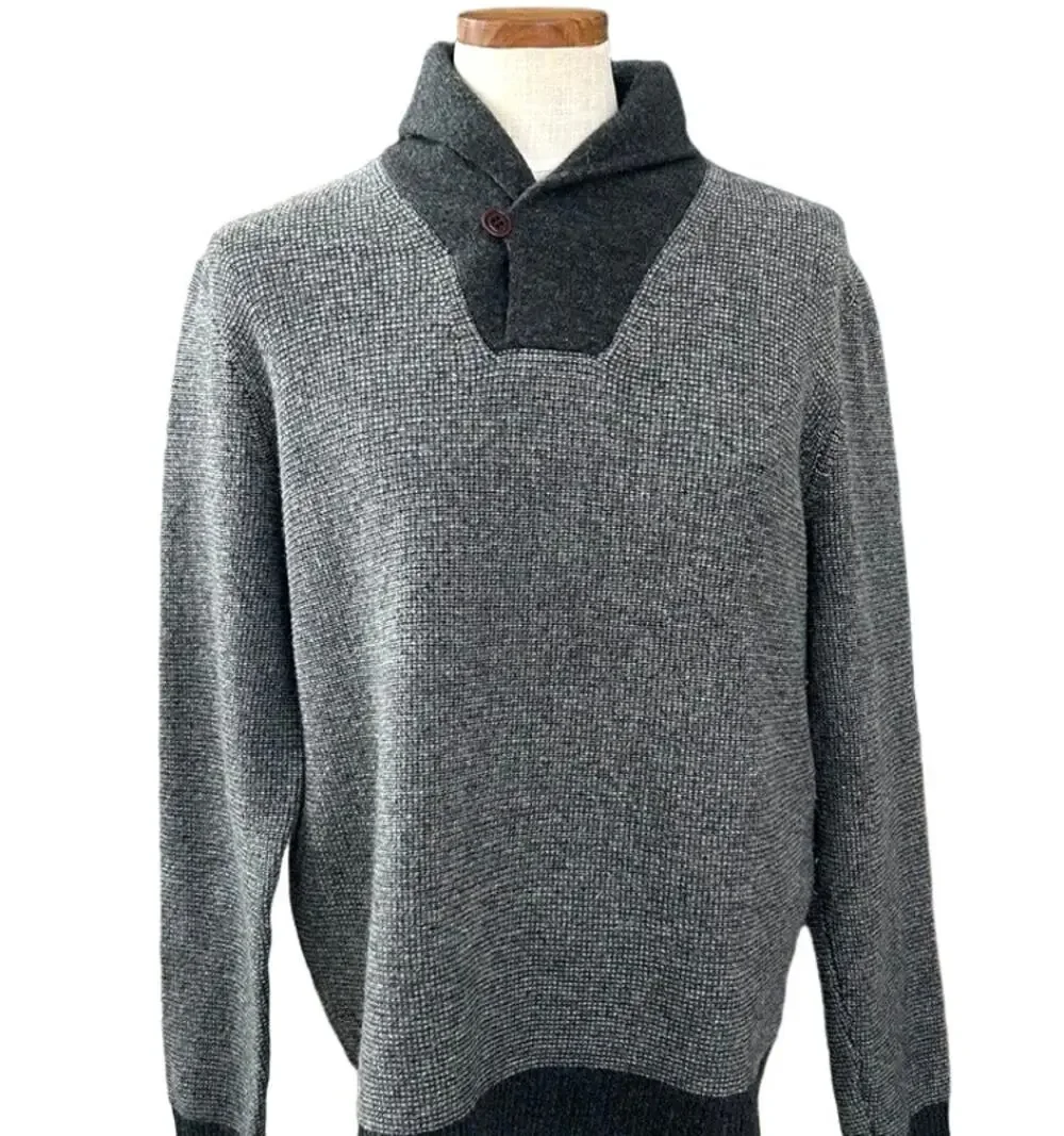 J Crew 100% Wool Pullover Sweater SIZE L  Shawl Collar Preppy Academia Autumn